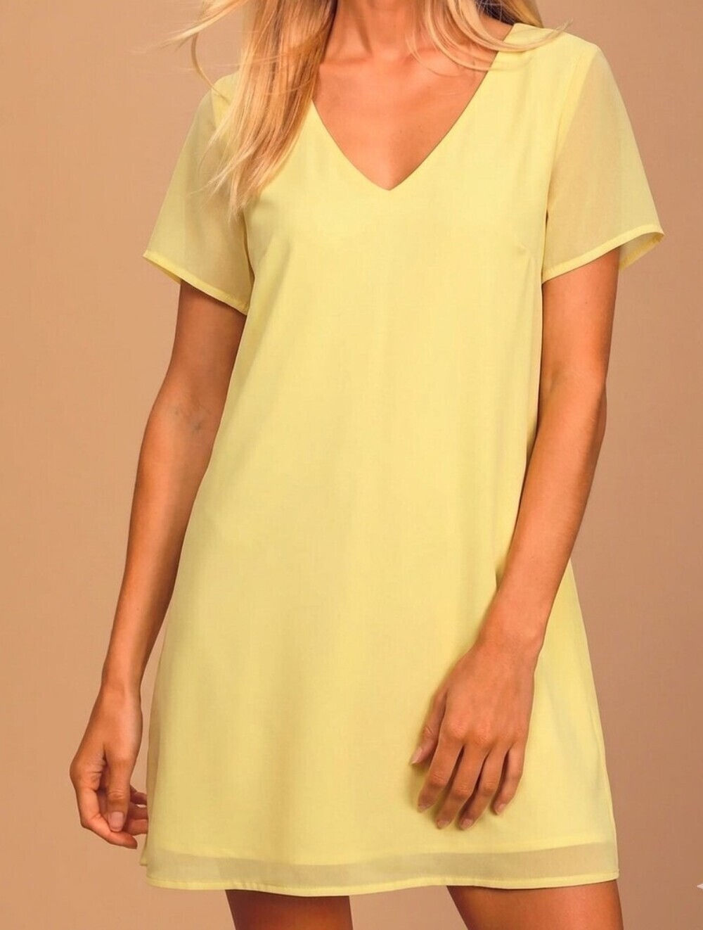 Lulus Lemon Yellow Freestyle Short Sleeve Mini Shift Dress - Size - XS - NWT
